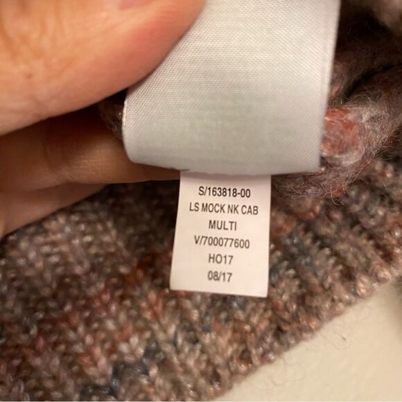 Gap grey pink Cable knit mock neck chunky wool alpaca fisherman sweater S - Picture 10 of 10